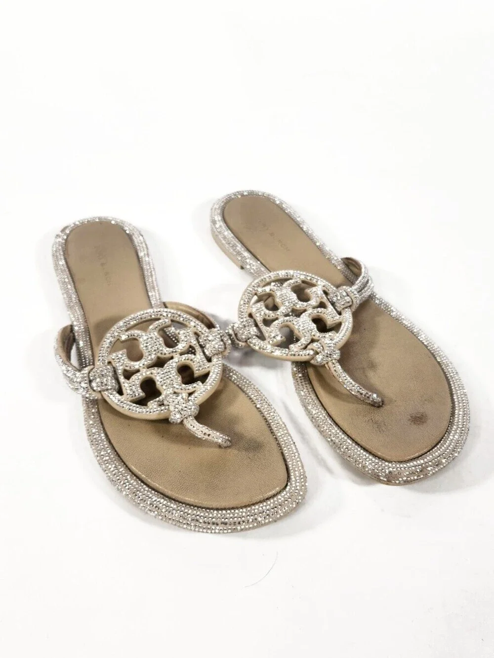 Tory Burch White Rhinestone Sandals Size 9